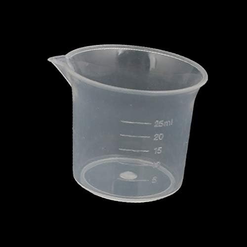 X-DREE 5 יחידות 25 מל מעבדה שקופה מיכל נוזלי פלסטיק מדידת כוס כוס (Becher della tazza di misurazione