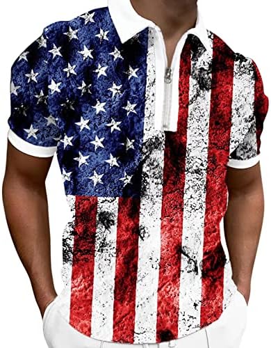 חולצות פולו דגל אמריקאי לגברים פטריוטיות 4 ביולי חולצות טי קיץ שרוולים קצרים מזדמנים וינטג 'פולו גולף