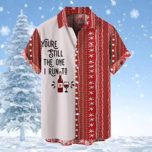 כפתור חג המולד XXBR למטה חולצות לגברים שרוול קצר מצחיק טלאים גרפיים טלאים גרפיים לחולצות הוואי חולצות