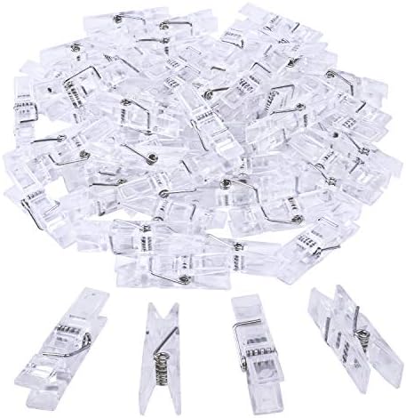 ברונאגרנד 50 יחידות קליפ נייר פלסטיק שקוף קטן, קליפ אטבי כביסה, קליפים לקו בגדים, קליפים לצילום
