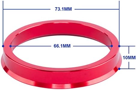 Vlaoschi סגסוגת אדומה סגסוגת אלומיניום טבעות מרכזיות 66.1 עד 73.1 - טבעות הגלגל הגלגלים עבור רכזת