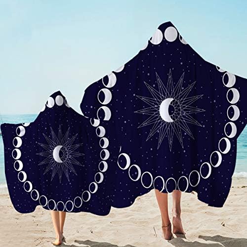 ירח Sleepwish Eclipse Moke Mens Mens Surf Poncho מגבת חוף עוטף מגבת עם ברדס נוער