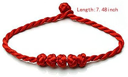 Fengshuige Feng Shui Shui חבל מזל רצועת חבלים חבלים חבלים אדומים, אריזים 2 יחידים, אדום