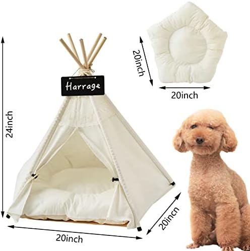 בית כלבים Harrage מקורה - 24 אינץ 'גדול כלב מיטת טיפי וחתול אוהל, חתול נייד טיפי וקיפול חיית