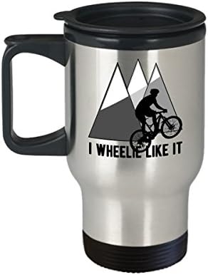ספל נסיעות אופני הרים מצחיק רכיבה על אופניים נירוסטה 14 גרם כוס לקפה או תה