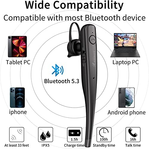 【צ'יפס Qualcomm】 אוזניות Bluetooth, אוזניות אלחוטיות אוזניות עסקיות CVC8.0 מיקרופון כפול הפחתת רעש