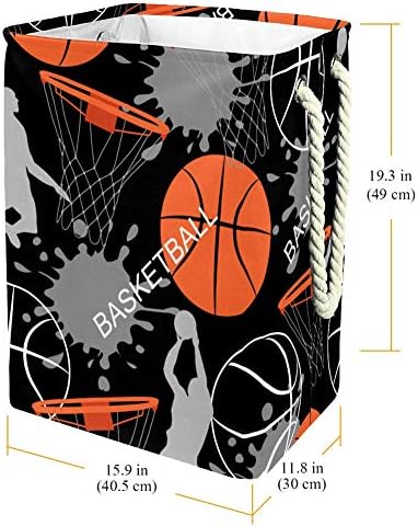 דפוס כדורסל 300 ד אוקספורד עמיד למים בגדי סל גדול כביסה סל עבור שמיכות בגדי צעצועי בחדר שינה