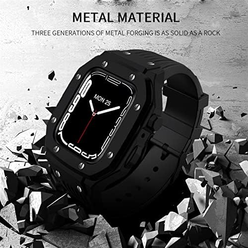 CNHKAU ללהקת Apple Watch סדרה 8 מארז שעון סגסוגת MAN 44 ממ 42 ממ 45 ממ מתכת יוקרתית גומי נירוסטה אביזרי
