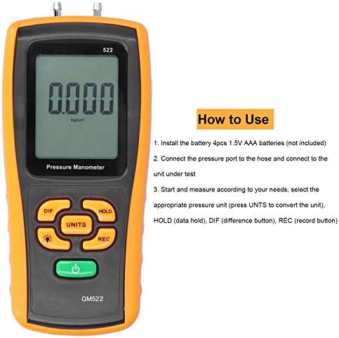 מנומטר לחץ, מד לחץ לחץ לחץ על מדיה דיגיטלי כלי בדיקה דיגיטלי GM522 עם ממשק USB למאווררים מפוצץ מדידת