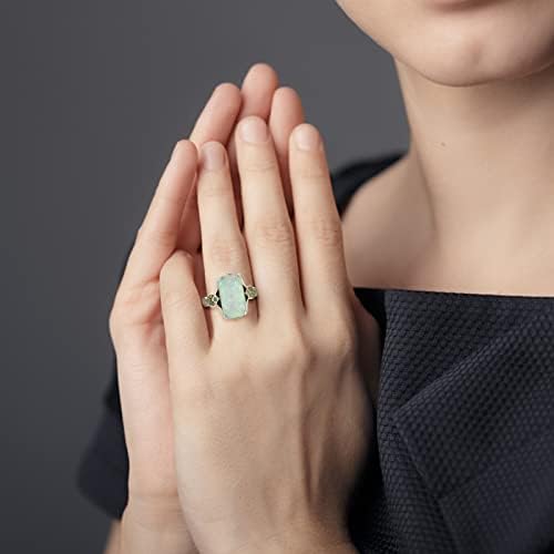 2023 חדש יוקרה כיכר לבן אופל עתיק כסף טבעת תכשיטי עוסק טבעת לנשים גודל 5 טבעות לבנים
