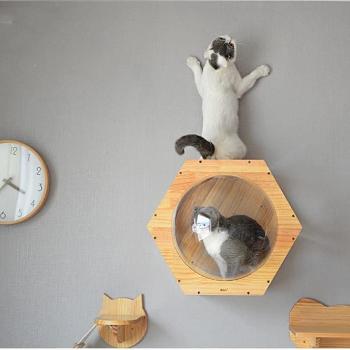 קיר רכוב חתול טיפוס מסגרת חתול עץ חתול צעצוע קפסולת חלל לשחק בית מערת חתלתול צעצוע מיטת עץ לחיות מחמד