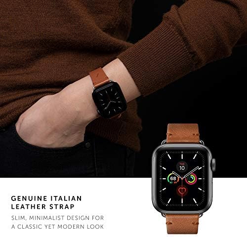 רצועה קלאסית ילידת ילידה עבור Apple Watch 42/44/45 ממ-עור נאפה איטלקי אמיתי-חומרת נירוסטה עם