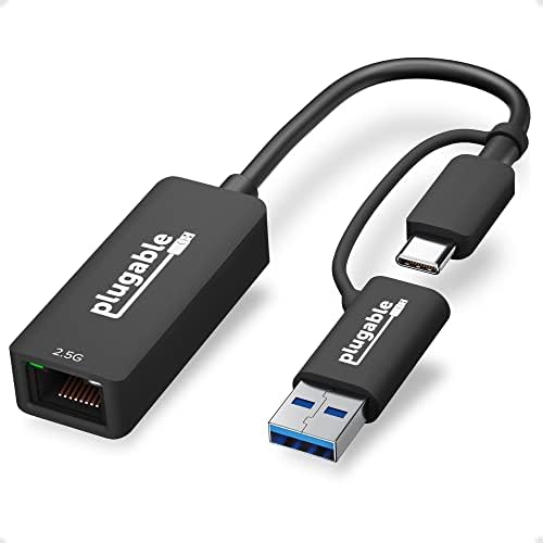 ניתן לחבר 2.5 גרם USB C ו- USB למתאם Ethernet, מתאם 2 ב -1 תואם ל- USB C/Thunderbolt 3 או USB 3.0,