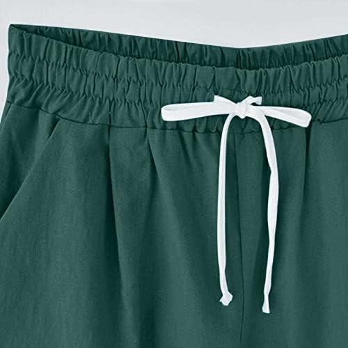 מכנסיים קצרים של פשתן כותנה ברמודה לנשים שרושות מכנסיים קצרים מותניים גבוהים בקיץ מכנסיים קצרים רופפים מכנסיים