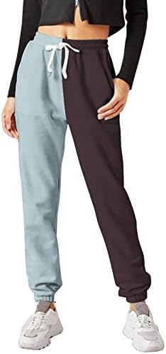 מכנסי טרנינג קלים לנשים עם כיסים רופפים כושר רופף מכנסיים המותניים מכנסיים קלים הדפס דק אימון שקיק