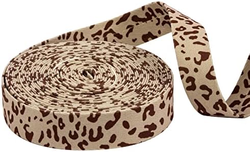 Lezakaa Kahki Leopard Grosgrain סרט סרט בד סרט לעטיפת קופסאות מתנה, זרים, קשתות, מלאכת DIY - 1 חצר/גליל x10