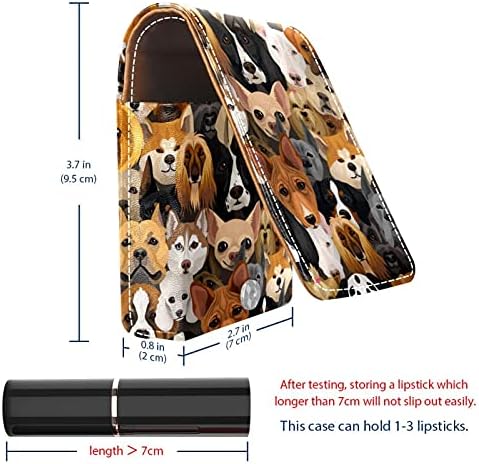 שפתון מקרה קוסמטי תיק קוסמטי ארגונית נסיעות איפור תיק שפתון מחזיק עם מראה עבור ארנק מצחיק כלב פנים דפוס