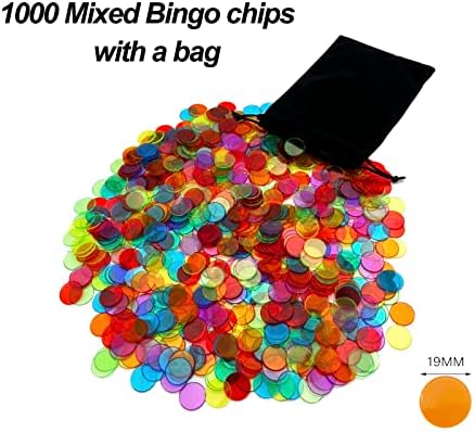 סט בינגו דלוקס ג ' ונרו-כולל 1000 שבבים צבעוניים עם שקית, 100 כרטיסים מעורבים,75 כדורים קוראים עם