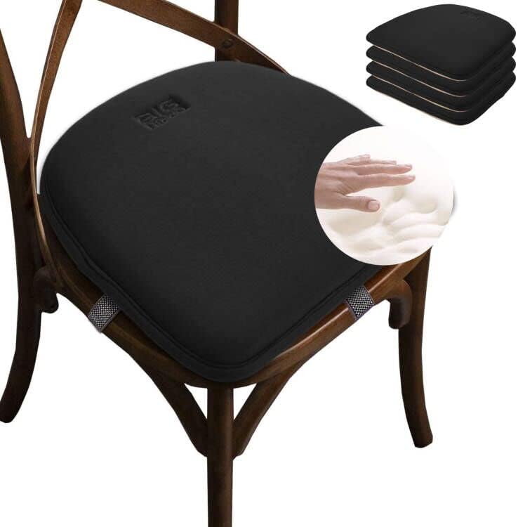 רפידות כיסא היפופוטיות גדולות, כרית מושב כיסא קצף זיכרון לא מחליקה גומי אחורי מעבה כיסא ריפוד עם רצועות אלסטיות