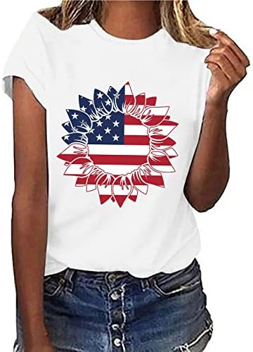 חולצות 4 ביולי נשים ארהב דגל טש חולצת קיץ צמרות מזדמנים חולצה שרוול קצר כוכבי כוכבי פסים נוחים חולצות