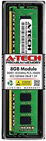 זיכרון זיכרון A -Tech 8GB עבור Dell Vostro 3901 - DDR3 1333MHz PC3-10600 ECC UDIMM 2RX8 1.5V - שרת יחיד