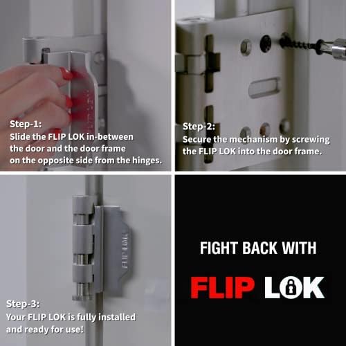 מנעול דלת האבטחה הגבוה של Fliplok חזק יותר מ- 10X מאשר בורג. מייד הופך כל חדר לחדר בטוח עם ft. ביטחון ברמת נוקס