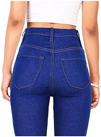 נשים אנגונוול מותניים גבוהות ג'ינס רזות ג'ינס גבירותי עלייה רזה מכנסי ג'ינס נמתחים עם כיסים
