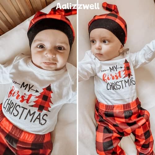 AALIZZWELL תינוק יולוד תינוק תלבושת לחג המולד יוניסקס בגדי חג המולד עם סרט כובע