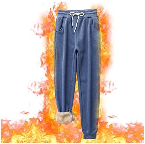 Dsodan נשים מכנסי טרנינג פליס שרפה מרופדת בחורף חורף מכנסי רץ אתלטי חמים