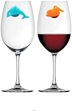 24 יחידות בעלי חיים ימיים יין זכוכית סמן יניקה כוס יין מזהה סיליקון שתיית כוס סימן זכוכית קסמי