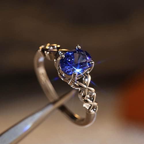 יסטו אירוסין טבעות לנשים כחול אבן טבעת בעבודת יד יוקרה לחתוך חתונה אירוסין תכשיטי מתנה כחול פיאות זירקון טבעת