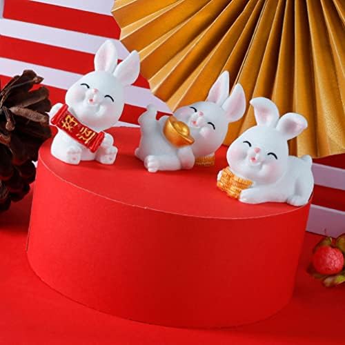 דמויות ארנבות מיניאטורות של אברפאן דמויות 6 יחידות מיני פסלוני ארנב מיניאטורה קישוט מזלות סיני שנה קישוט