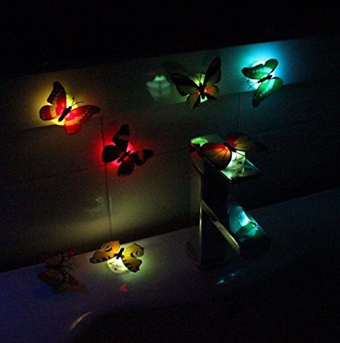 אורטופ 12 יחידות פרפר צבעוני הוביל אור לילה יניקה זוהרת קישוט אור צבע אקראי