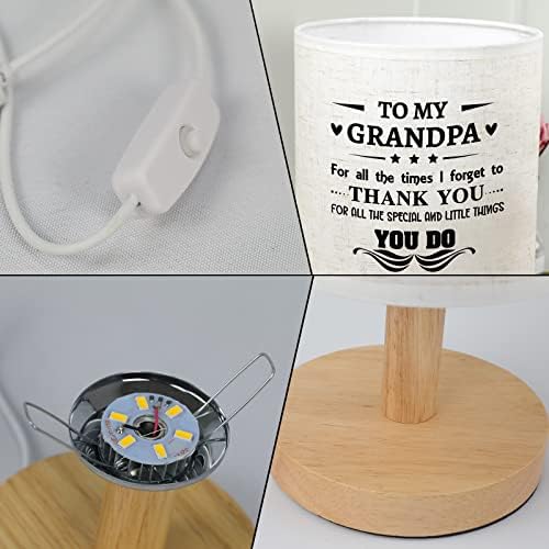 סוהוני סבא מתנות מנכדים אישית מנורת שולחן-יום הולדת מתנות לסבא מנכדה נכד עם בד עץ מנורת שולחן לחדר