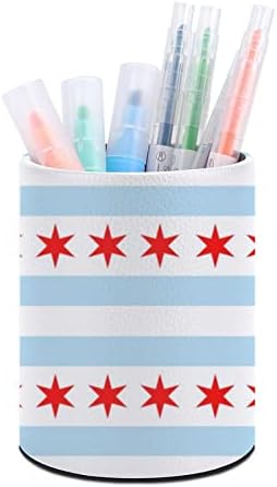 דגל של שיקגו מודפס עט מחזיק עיפרון כוס מארגן שולחן איפור מברשת מחזיק כוס לבית בכיתה משרד