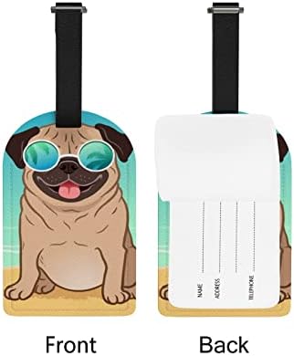 אלזה פאג כלב קיץ חוף תג מטען עור מפוצל תיק מזוודות מטען תווית 1 חתיכה