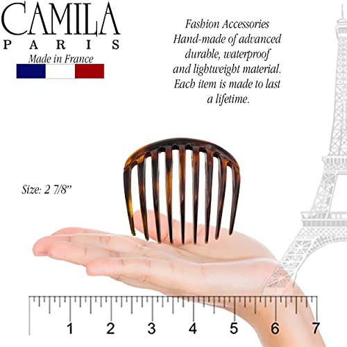קמילה פאריס2431 מסרק צד שיער צרפתי מעטפת צב מעוגלת קטנה, מסרקי שיער טוויסט צרפתיים, קליפים חזקים לנשים