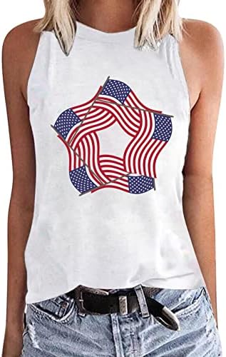 גופיות מיכל 4 ביולי לנשים דגל אמריקאי קיץ קיץ חולצות טריקו ללא שרוולים מככבים גופיות ריצה פטריוטיות מפוספסות