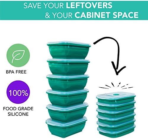 התמוטטות - זה מכולות אחסון מזון סיליקון - מכסי סיליקון אטומים אוויר אטומים של BPA מיכלי קופסאות