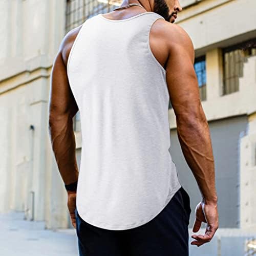 טיזים ללא שרוולים לגברים צוואר מוצק מזדמן גופיות גופיות כושר אימון ספורט אימון יוגה שריר כותנה חולצות