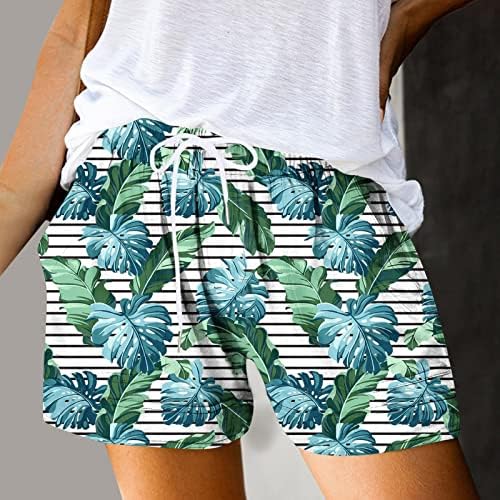 מכנסיים קצרים של חוף Oplxuo לנשים קיץ מזדמן הדפס טרופי מכנסיים קצרים נוחים אלסטיים המותניים המותניים המותניים