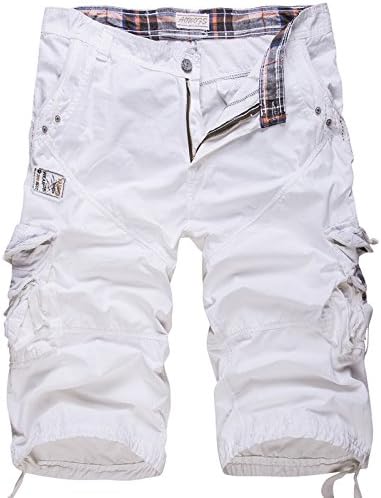 מכנסי מטען של אלונגלין מכנסיים קצרים מכנסי ברמודה כותנה קצרה קצוצה צבע מוצק ללא חגורה