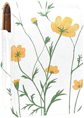 אוריואקאן מיני איפור תיק עם מראה, מצמד ארנק מעוור שפתון מקרה, מודרני צהוב פרח גסנג בציר