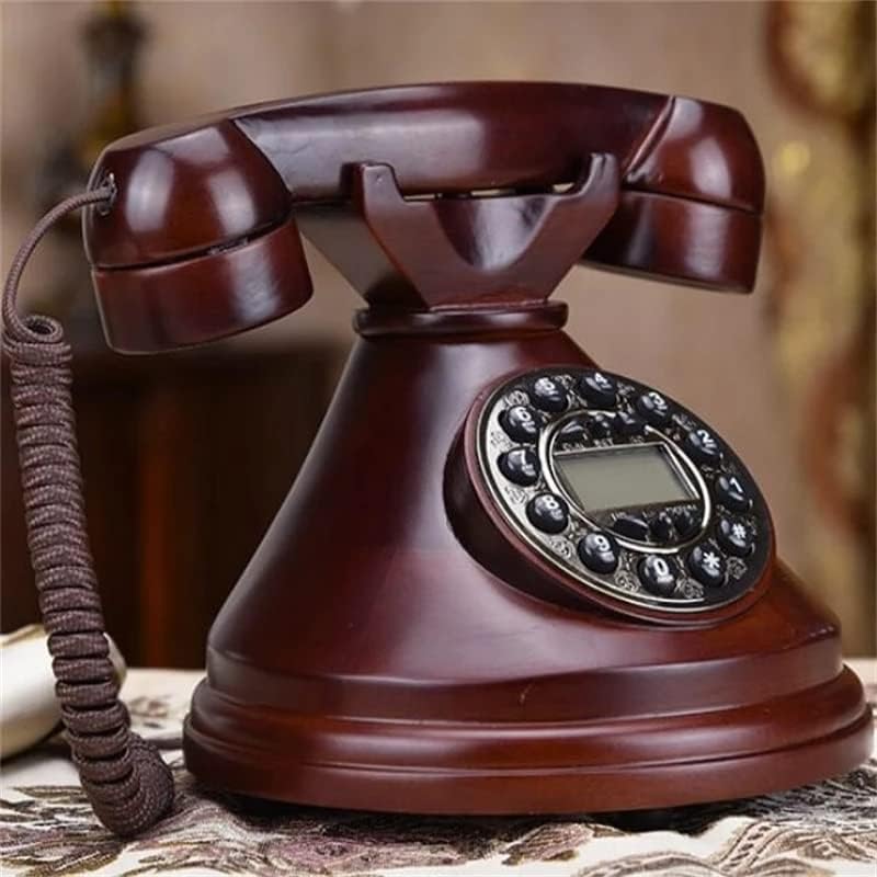 לוקו עתיק עתיק רטרו מעץ מוצק טלפון קבוע טלפון קווי עתיק טלפון/חוזר/דיבורית/זיהוי מתקשר עם תאורה אחורית