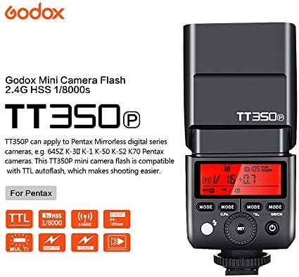 GODOX TT350P TTL פלאש Speedlite תואם עבור מצלמות Pentax 645Z K-3II K-1 KP K-50 ק-S2 K70