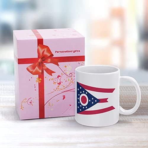 אוהיו מדינת דגל הדפסת ספל קפה כוס קרמיקה תה כוס מצחיק מתנה עבור משרד בית נשים גברים 11 עוז