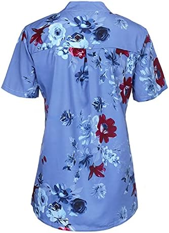 ארבעה ביולי חולצות לנשים תלבושות שרוול קצר כפתור צווארון חולצות גרפיות חולצות 2023 חולצות הוואי