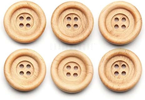 כפתורי עץ של Craftmemore 4 חורים כפתור עץ עגול לתפירה לבגדים מלאכות DIY B739