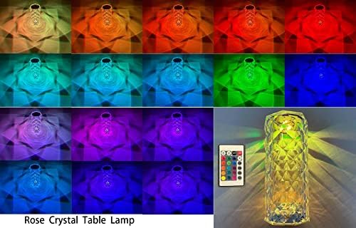הפיגי-קריסטל מנורת 16 שינוי צבע ניתן לעמעום מגע שליטה, אקריליק רומנטי עלה יהלומי מנורה,סוללה מופעל עם שלט