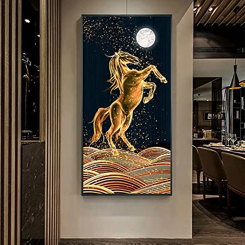ZGMAXCL 5D ערכות ציור יהלומים DIY למבוגרים עגולים מקדחה מלאה סוס זהב פנינה קישוטי מטבח קישוטי קיר אומנויות מלאכה
